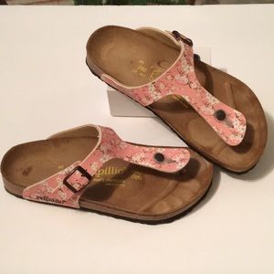 Papillio by Birkenstock thong sandals- pink floral